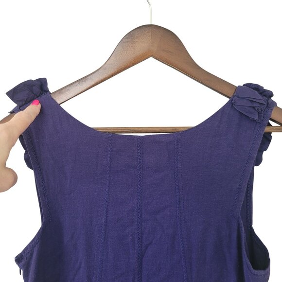 Anthropologie Baraschi Floral Scoop Neck Midi Dress Womens Size 6 Purple Lined - Picture 8 of 8